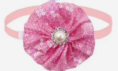 Round sequin neck band LIGHT PINK 6 pack