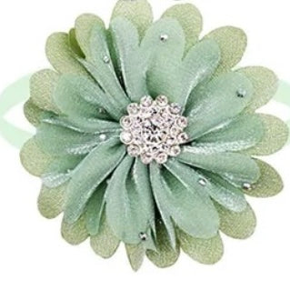 RHINESTONE SPRINKLED FLOWER NECKBAND GREEN 8 PACK