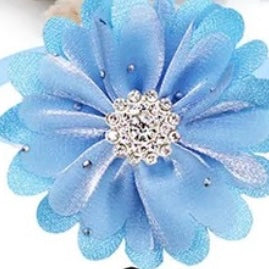 RHINESTONE SPRINKLED FLOWER NECKBAND BLUE 8 PACK