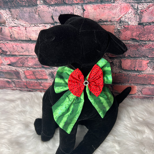 WATERMELLON BOW TIE WITH TAILS LARGE 4 PACK