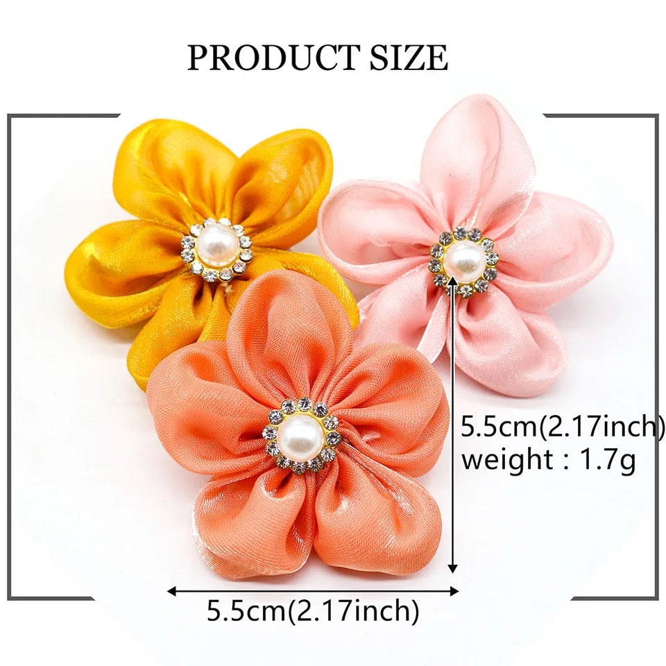 ASSORTED SMALL DAISEY FLOWER COLLAR BOW 12 PACK