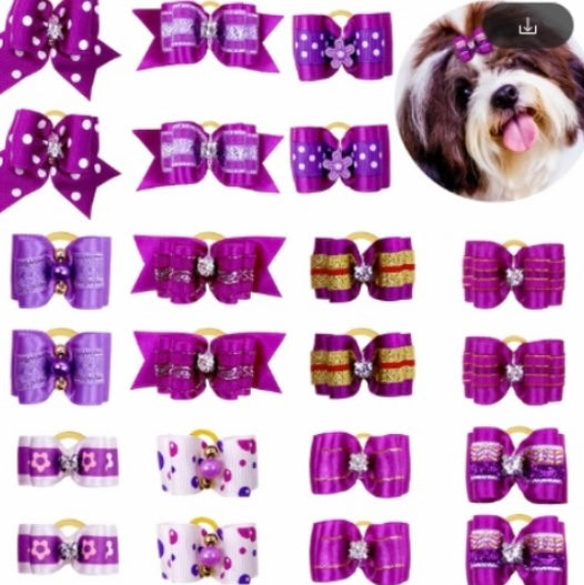 PURPLE STIFFENED BOW ASSORTMENT 22 PIECES