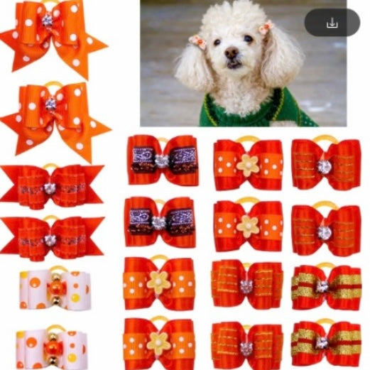 ORANGE STIFFENED BOW ASSORTMENT 18 PIECES