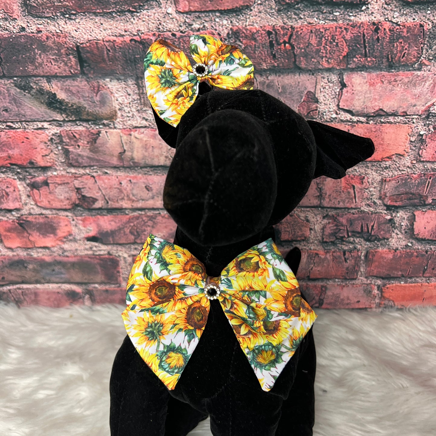 LIVE *SUNFLOWER BOW WITH TAILS 4 INCH - 6 PACK