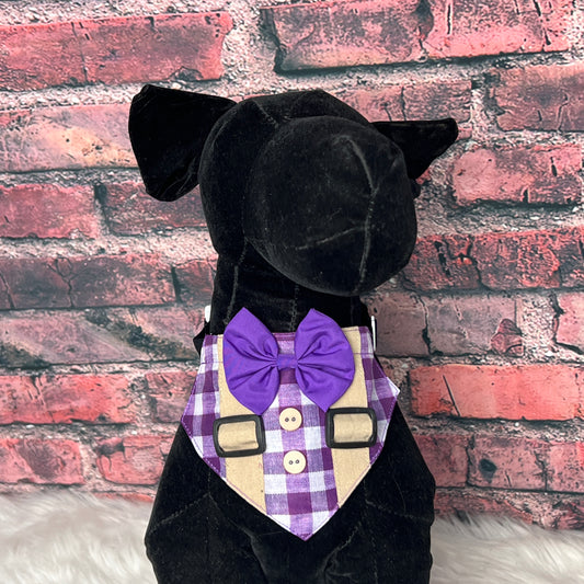 new purple check overall bib