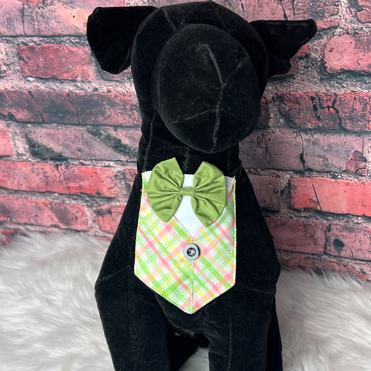 NEW PINK AND GREEN PLAID LIL' BOY BIB 4 PACK