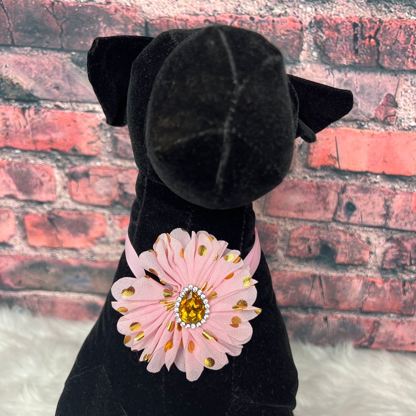 PINK WITH GOLD DOTS RHINESTONE NECKBAND - 5 PACK