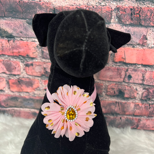 PINK WITH GOLD DOTS RHINESTONE NECKBAND - 5 PACK