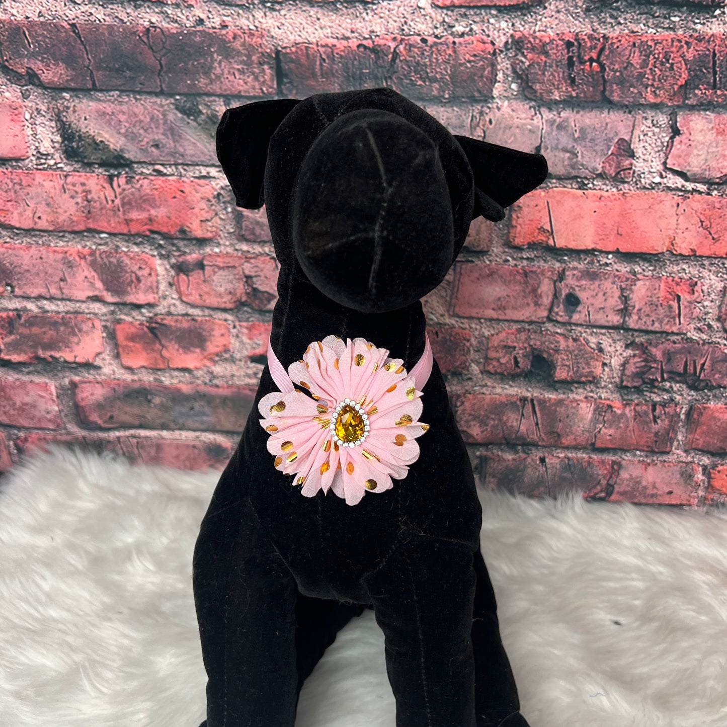 PINK WITH GOLD DOTS RHINESTONE NECKBAND - 5 PACK