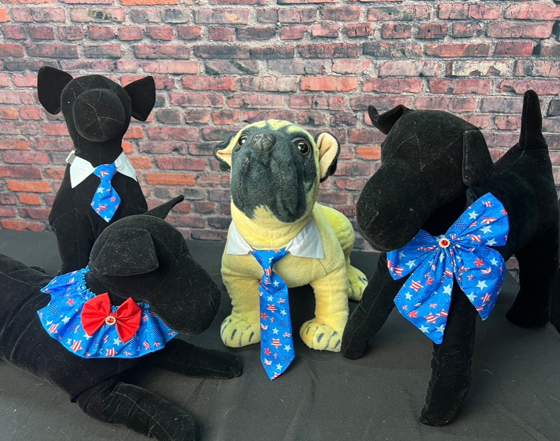 PATRIOTIC SHIRT COLLAR AND TIE -S/M- 6 PACK